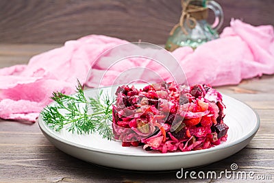 Ready-to-eat appetizer - a portion of vinaigrette on a plate Stock Photo