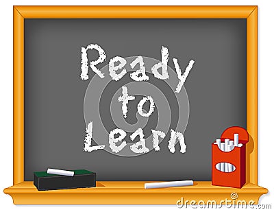 Ready to Learn, Back to School Chalkboard, Box of Chalk Vector Illustration