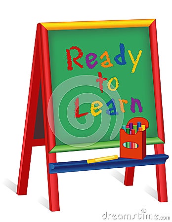 Ready to Learn Chalkboard Easel for Children, Box of Multi-color Chalk Vector Illustration