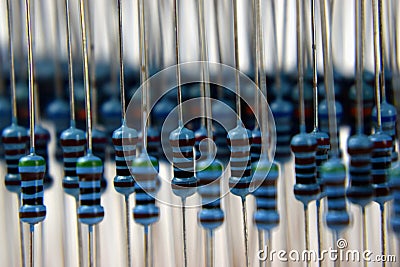 Ready to resist. A set of electronic components looking like soldiers in a row. Stock Photo