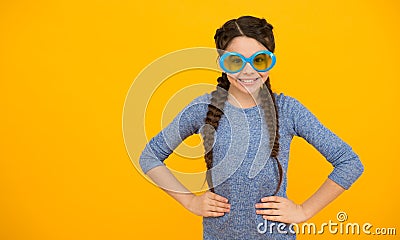 Ready for vacation. smiling child on vacation. casual fashion trend. braided hair in pigtails. teen girl with stylish Stock Photo