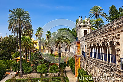 Real Alcazar Gardens in Seville Spain Stock Photo