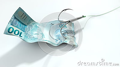 Real Banknote Baited Hook Stock Photo