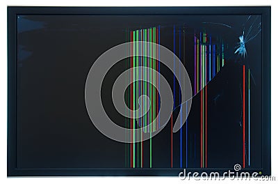 Real Broken Shuttered LCD TFT Monitor Panel Stock Photo