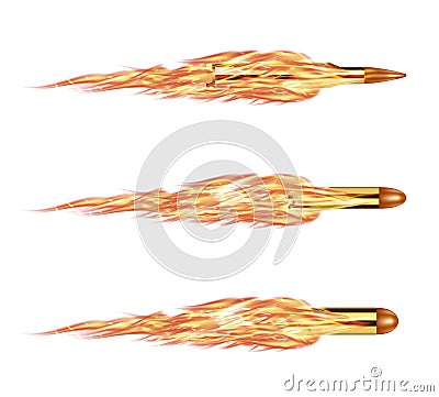 real bullet with a burning fire vector Vector Illustration