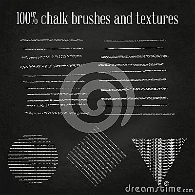 Real chalk brushes and textures Vector Illustration