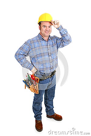 Real Construction Worker - Tips Hat Stock Photo