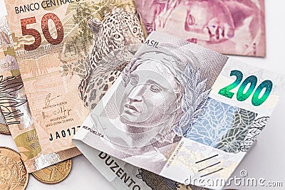 Real, Brazilian Currency. Money, Brazil, Dinheiro, Brasil, Reais. Stock Photo