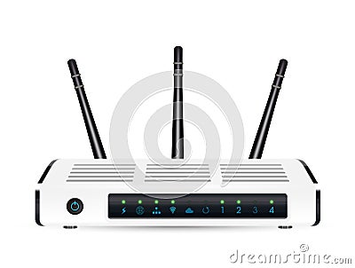 Real 3d ADSL wifi modem router on a white background Vector Illustration