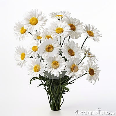 Real Daisy: A Bunch Of White Daisies In A Stylish White Vase Stock Photo