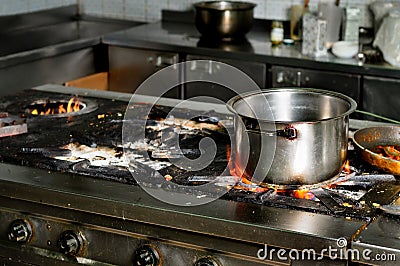 Real dirty restaurant kitchen Stock Photo