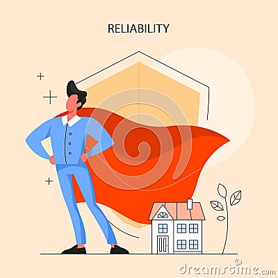 Real estate advantage concept. Qualified and reliable real estate agent Vector Illustration