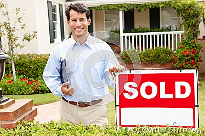 Real estate agent at work Stock Photo