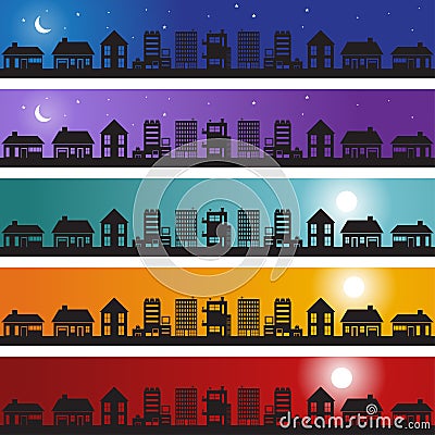 Homes Banner Set Vector Illustration