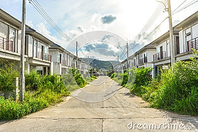 Real estate bubble, abandoned half finished housing project Stock Photo