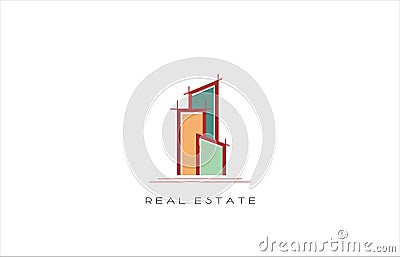 real estate building logo design Vector Illustration