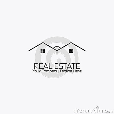 Real estate logo black white style flat design Stock Photo