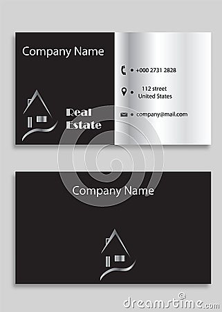 Real estate business card front and back - house logo Vector Illustration