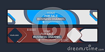 real estate business YouTube banner channel art banner Vector Illustration