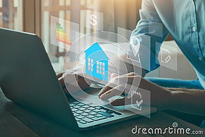 real estate, buy house concept, choosing home with criteria and parameters Stock Photo