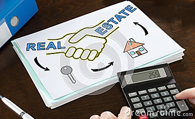 Real estate concept illustrated on a paper Stock Photo