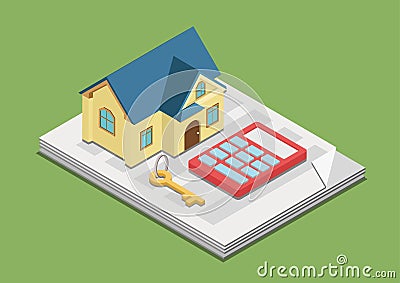 Real estate expense rent price concept flat 3d web isometric Vector Illustration