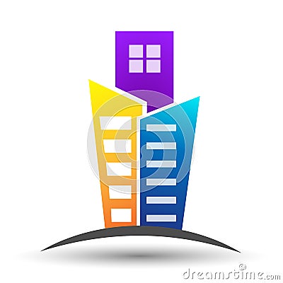 Real estate, flat,building and apartments logo design Stock Photo