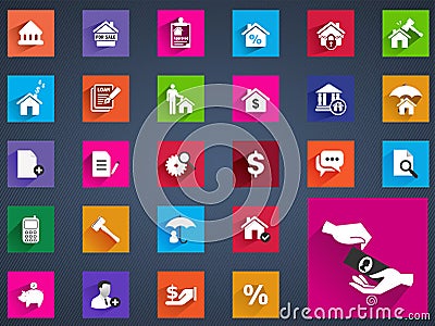 Real estate flat icons set of house valuation commission Vector Illustration