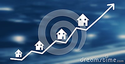 Real Estate Graph. House market growth Stock Photo