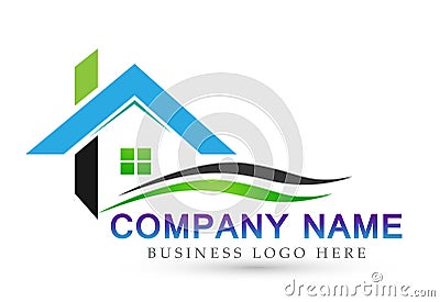 Real estate home house company concept logo icon element sign on white background Cartoon Illustration