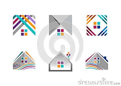 Real estate, house logo, building apartment icons, collection of home construction symbol vector design Vector Illustration