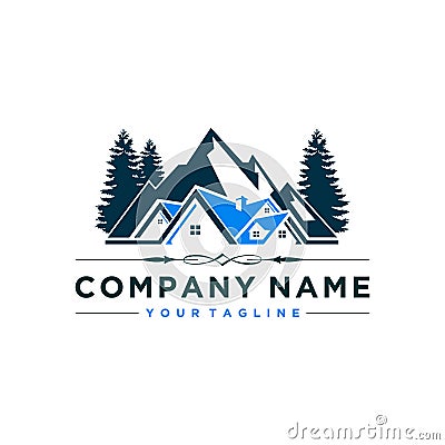 Real estate house mountain logo template Vector Illustration