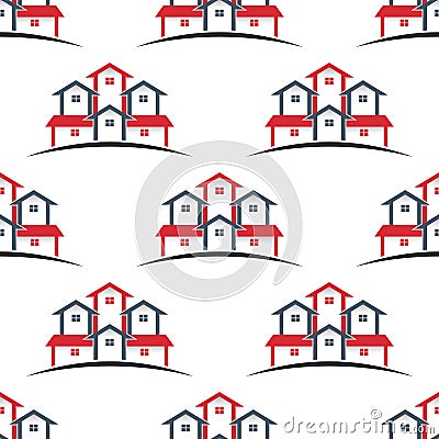 Real Estate houses seamless pattern background Vector Illustration