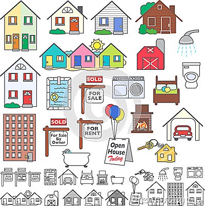 Real Estate Icons Vector Illustration