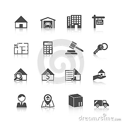 Real estate icons black Vector Illustration