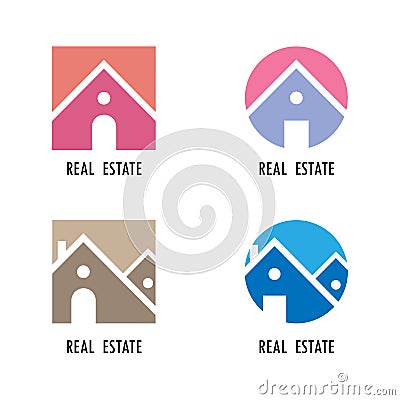 Real estate icons and design elements.Colorful real estate, city Vector Illustration