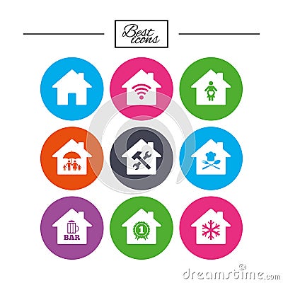 Real estate icons. Home insurance sign. Vector Illustration