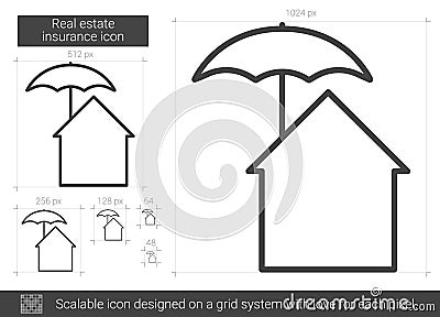 Real estate insurance line icon. Vector Illustration