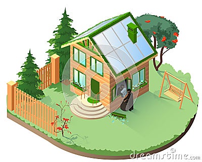 Real estate insurance robber rob country house cottage Vector Illustration