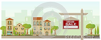 Real estate investment background with house for sale Vector Illustration