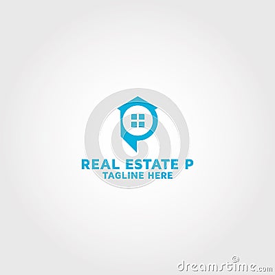 Real estate with letter P logo design templates idea Vector Illustration