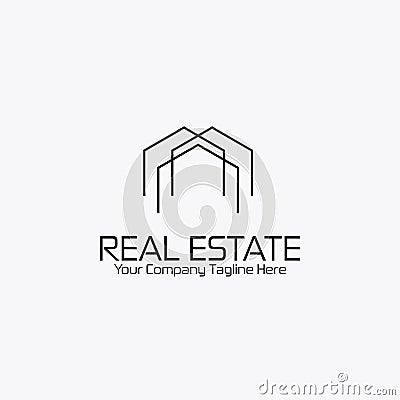 Real estate logo black white style flat design Stock Photo