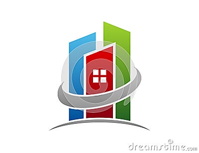 real estate logo,circle building apartment symbol icon Vector Illustration