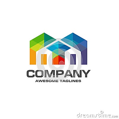 Real Estate logo colorful concept Vector Illustration
