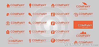 20 real estate logo design Vector Illustration