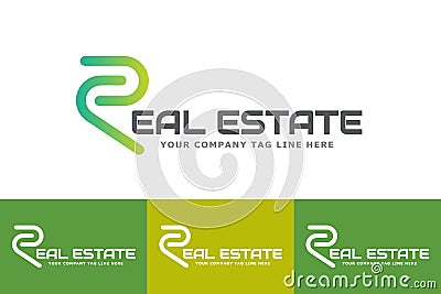 Real Estate Logo Design With Letter R Isolated on White Background Vector Illustration