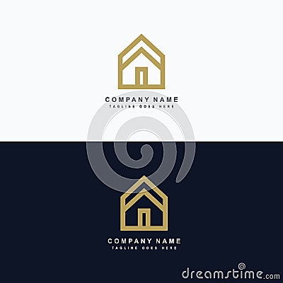 Real estate logo, house roof related to property logo, house rent. Vector Illustration