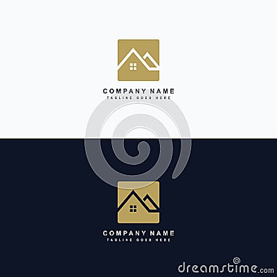 Real estate logo, house roof related to property logo, house rent. Vector Illustration