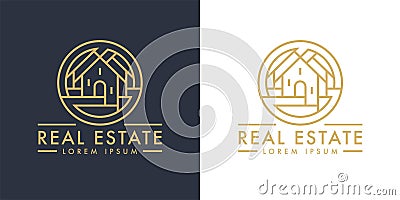 Real estate home logo line icon Vector Illustration