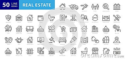 Real Estate minimal thin line web icon set. Vector Illustration